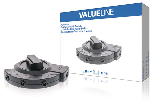 Valueline Digital-Audio-Schalter 3x Toslink Buchse - Toslink Buchse Schwarz