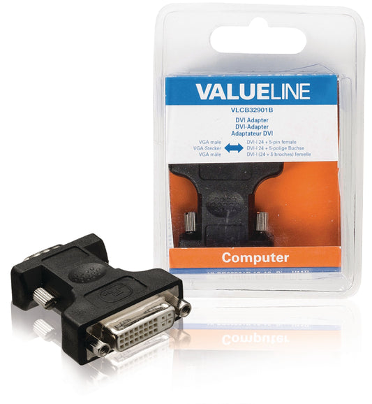 Valueline VGA-Adapter VGA male - DVI-I 24+5-pol. Buchse Schwarz