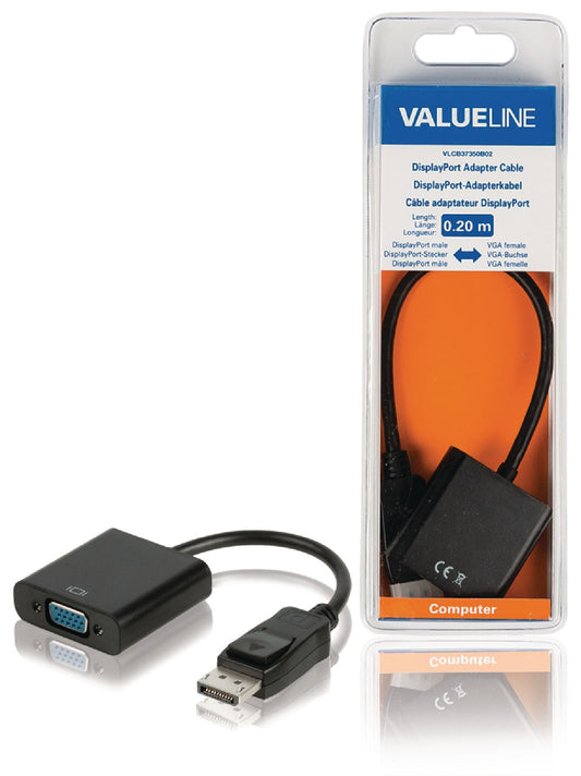 Valueline Displayport-Kabel Displayport male - VGA female 0.20 m Schwarz
