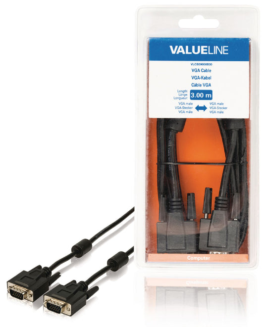Valueline VGA-Kabel VGA male - VGA male 3.00 m Schwarz
