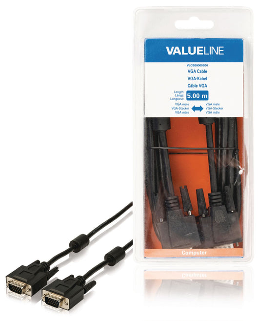 Valueline VLCB59000B50 VGA-Kabel VGA male - VGA male 5.00 m Schwarz