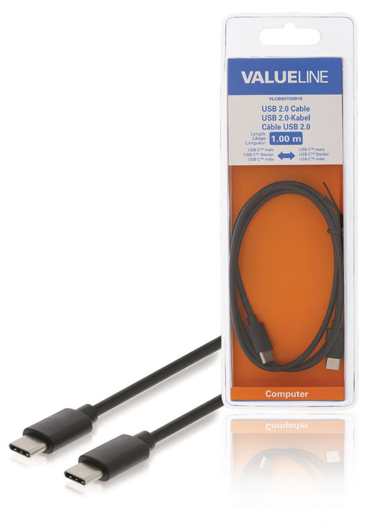 Valueline USB 2.0 Kabel USB-C male - USB-C male 1.00 m Schwarz