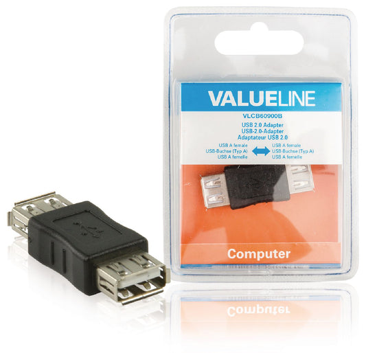 Valueline USB 2.0 Adapter USB A female - USB A female Schwarz