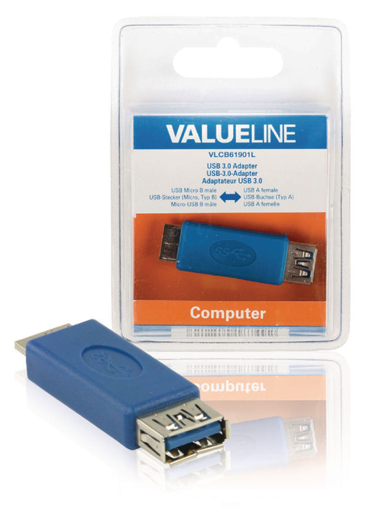 Valueline USB 3.0 Adapter Micro-B male - USB A female Blau