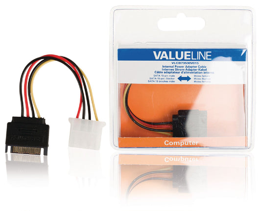 Valueline Interne Stromkabel SATA 15-pol. male - Molex female 0.15 m