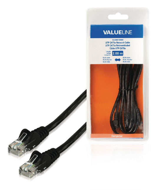 Valueline CAT5e UTP-Netzwerkkabel RJ45 (8P8C) male - RJ45 (8P8C) male 2.00 m Schwarz