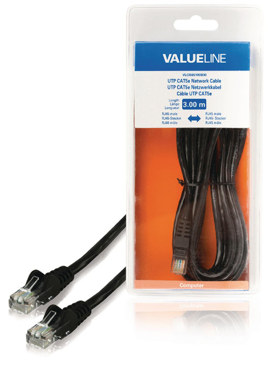 Valueline CAT5e UTP-Netzwerkkabel RJ45 (8P8C) male - RJ45 (8P8C) male 3.00 m Schwarz