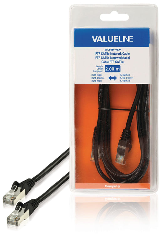 Valueline CAT5e FTP-Netzwerkkabel RJ45 (8P8C) male - RJ45 (8P8C) male 2.00 m Schwarz