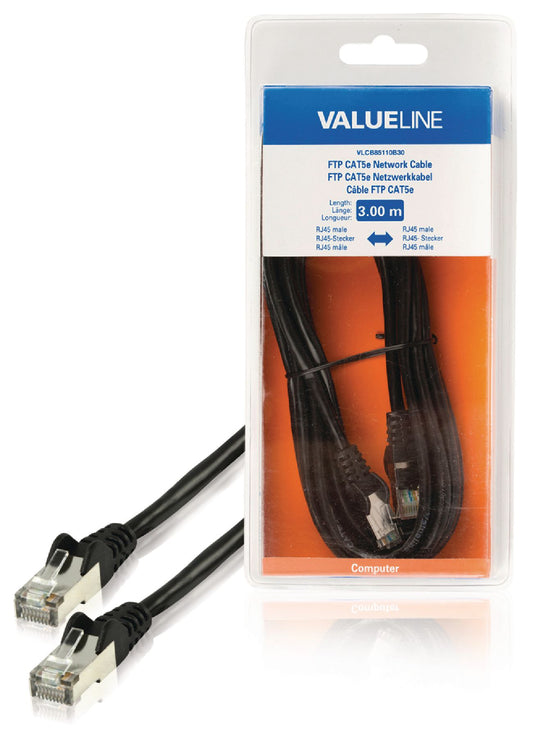 Valueline CAT5e FTP-Netzwerkkabel RJ45 (8P8C) male - RJ45 (8P8C) male 3.00 m Schwarz