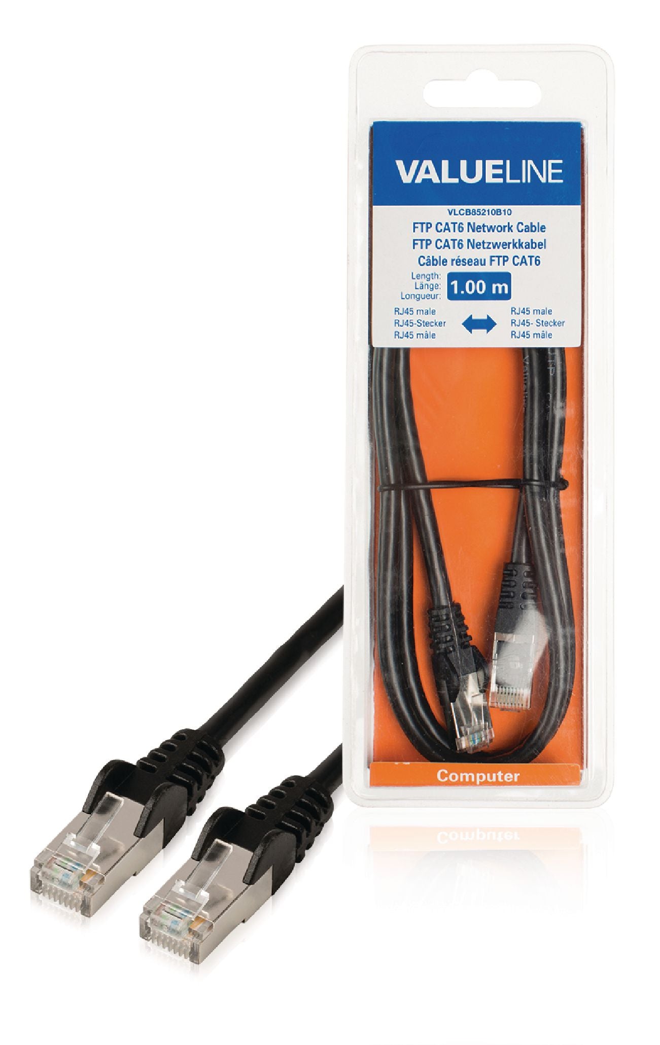 Valueline CAT6 F/UTP-Netzwerkkabel RJ45 (8P8C) male - RJ45 (8P8C) male 1.00 m Schwarz