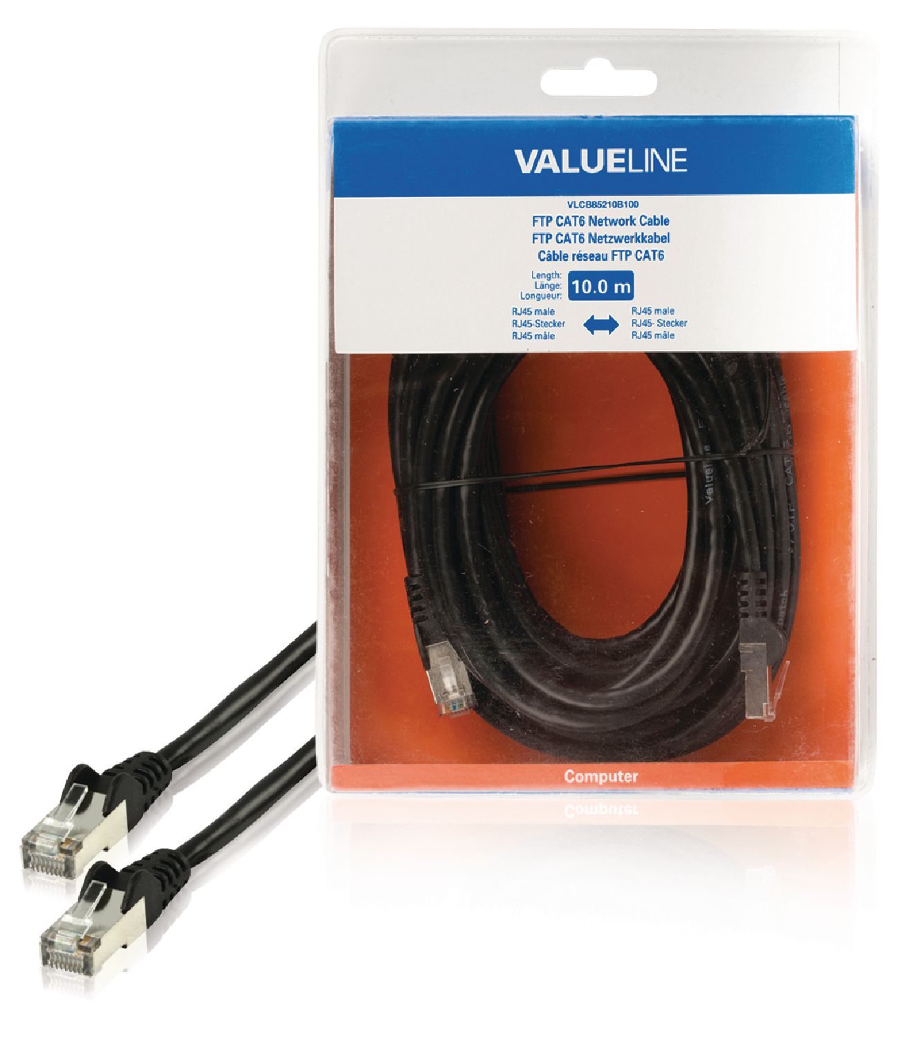 Valueline CAT6 F/UTP-Netzwerkkabel RJ45 (8P8C) male - RJ45 (8P8C) male 10.0 m Schwarz