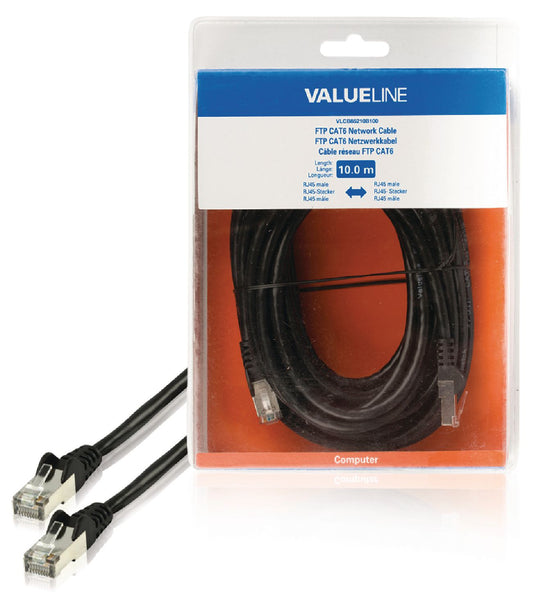 Valueline CAT6 F/UTP-Netzwerkkabel RJ45 (8P8C) male - RJ45 (8P8C) male 10.0 m Schwarz