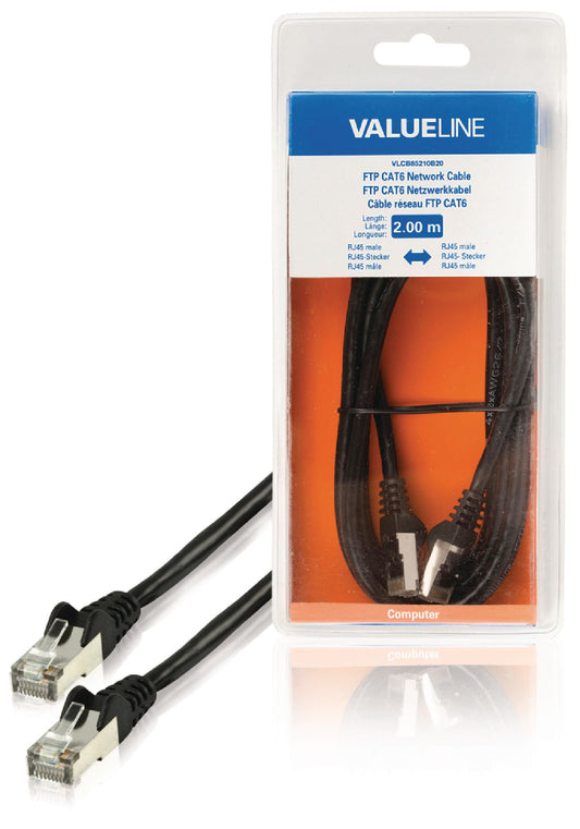 Valueline CAT6 F/UTP-Netzwerkkabel RJ45 (8P8C) male - RJ45 (8P8C) male 2.00 m Schwarz