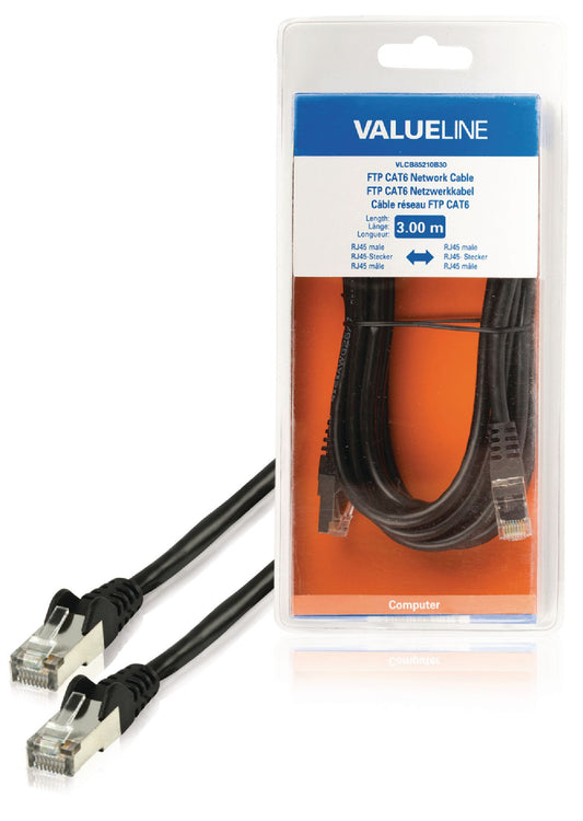 Valueline CAT6 F/UTP-Netzwerkkabel RJ45 (8P8C) male - RJ45 (8P8C) male 3.00 m Schwarz