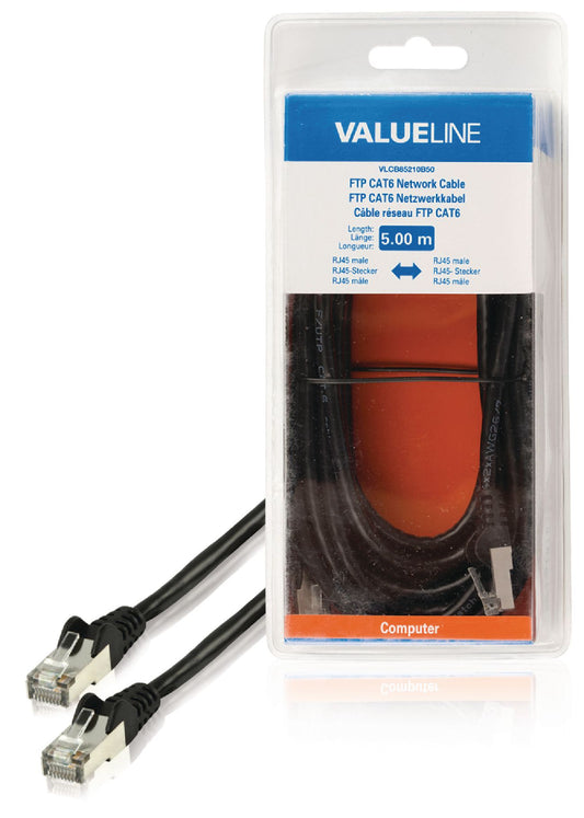 Valueline CAT6 F/UTP-Netzwerkkabel RJ45 (8P8C) male - RJ45 (8P8C) male 5.00 m Schwarz