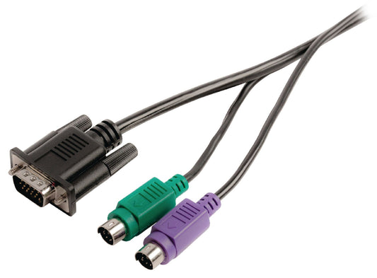 Valueline VGA-Kabel VGA male + 2x PS2 male - VGA male + 2x PS/2 male 2.00 m Schwarz