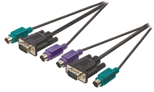 Valueline VGA-Kabel VGA male + 2x PS2 male - VGA male + 2x PS/2 male 2.00 m Schwarz