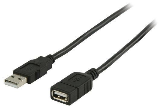 Valueline USB 2.0 Verlängerungskabel USB A male - USB A female rund 2.00 m Schwarz