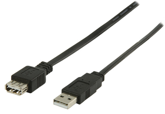 Valueline USB 2.0 Verlängerungskabel USB A male - USB A female flach 3.00 m Schwarz