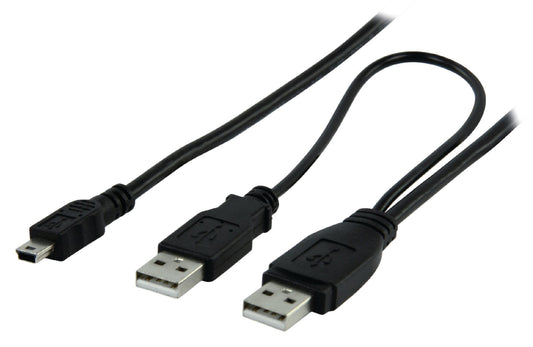 Valueline VLCP60350B10 USB 2.0 Kabel 2x A male - Mini 5-pol. male rund 1.00 m Schwarz