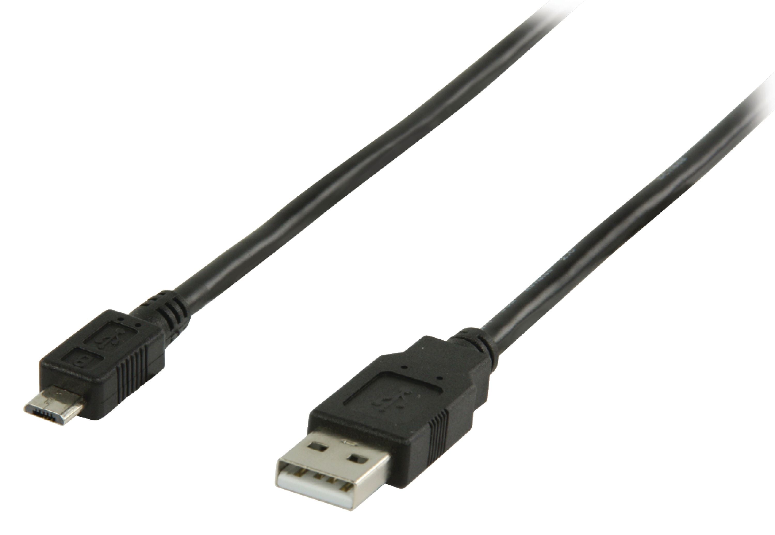 Valueline USB 2.0 Kabel USB A male - Micro-B male rund 1.00 m Schwarz