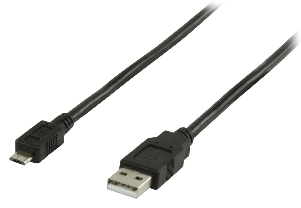 Valueline USB 2.0 Kabel USB A male - Micro-B male rund 2.00 m Schwarz