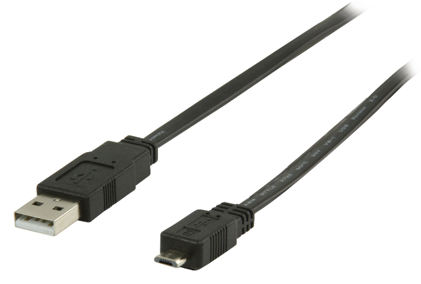 Valueline USB 2.0 Kabel USB A male - Micro-B male flach 1.00 m Schwarz