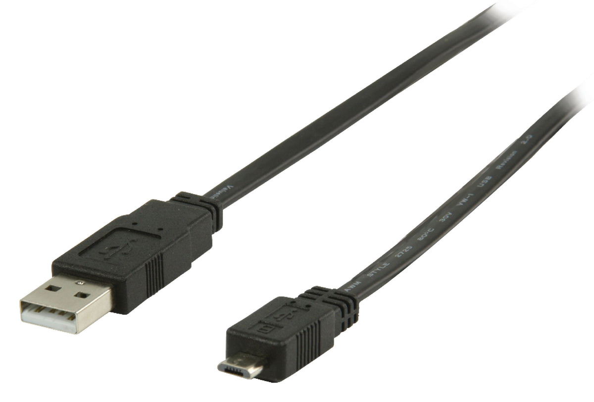 Valueline USB 2.0 Kabel USB A male - Micro-B male flach 1.00 m Schwarz