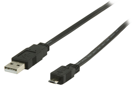 Valueline USB 2.0 Kabel USB A male - Micro-B male flach 1.00 m Schwarz