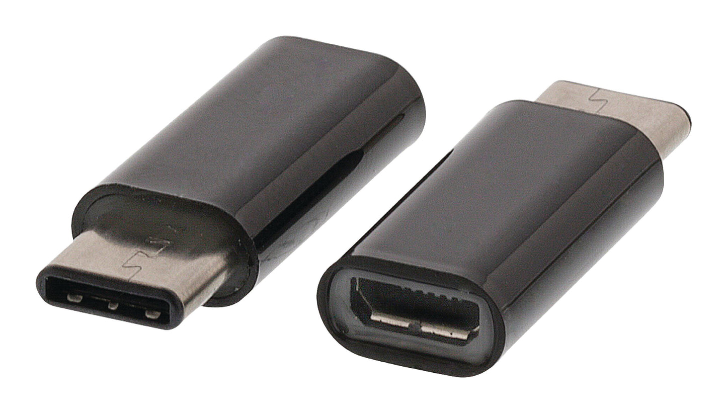 Valueline USB 2.0 Adapter USB-C male - USB Micro B female Schwarz