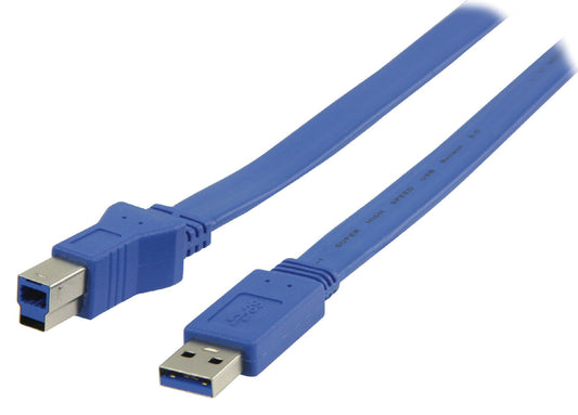 Valueline USB 3.0 Kabel USB A male - USB-B Male flach 1.00 m Blau