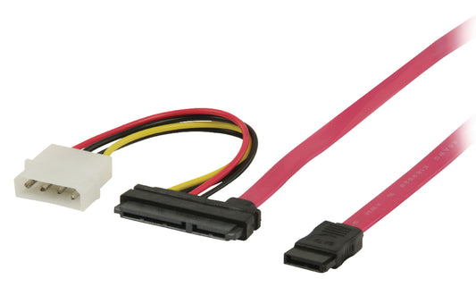 Valueline Interne Stromkabel SATA 7-pol. male + Molex male - SATA 22-pol. female 1.00 m Rot