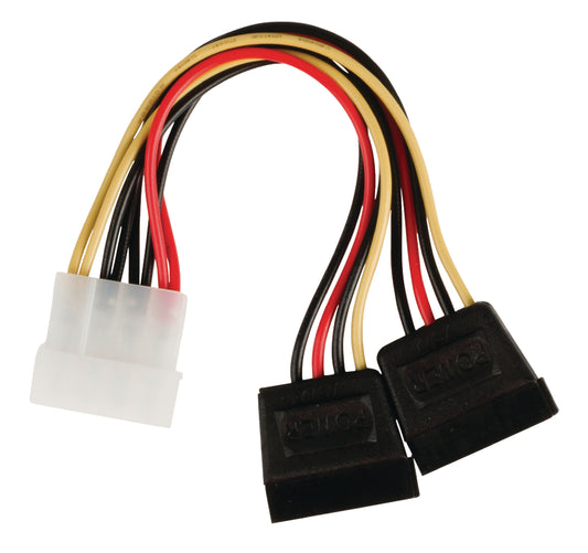 Valueline Interne Stromkabel Molex male - 2x SATA 15-pol. female 0.15 m