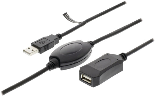 Valueline Aktive USB 2.0 Verlängerungskabel USB A male - USB A female 20.0 m Schwarz