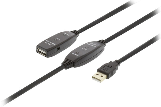 Valueline Aktive USB 2.0 Verlängerungskabel USB A male - USB A female 30 m Schwarz