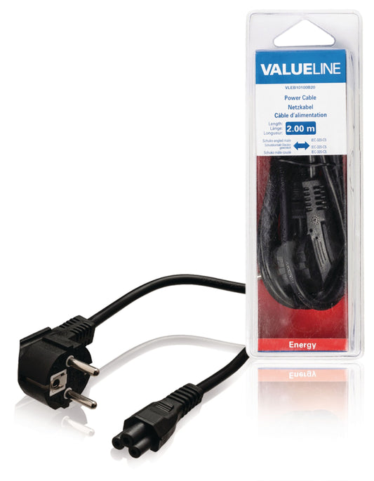 Valueline Schutzkontakt-Netzkabel Typ F (CEE 7/4) - IEC-320-C5 2.00 m Schwarz