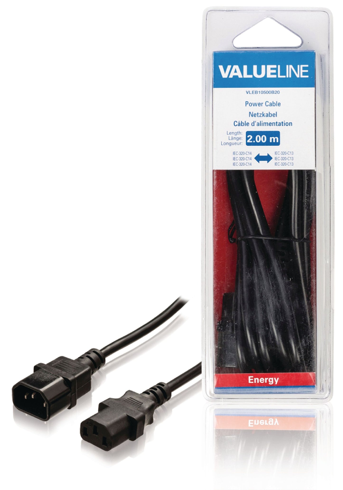 Valueline Kaltgeräte-Verlängerung IEC-320-C14 - IEC-320-C13 2.00 m Schwarz