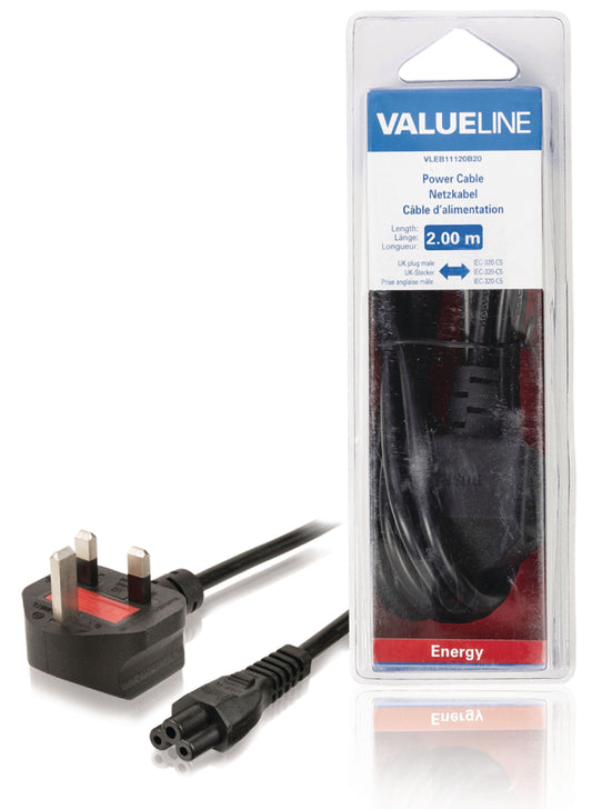 Valueline UK-Netzkabel GB Stecker - IEC-320-C5 2.00 m Schwarz