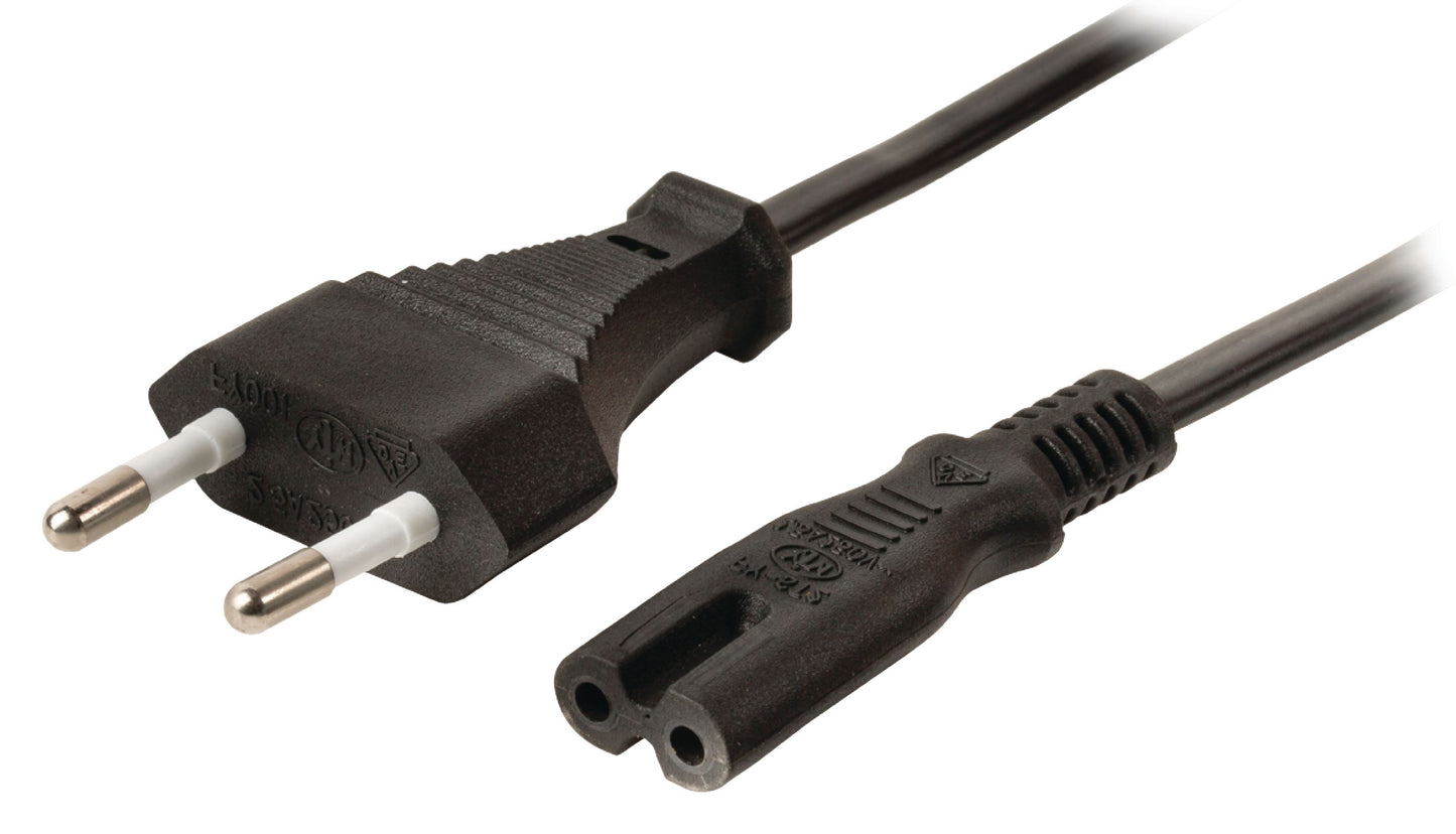 Valueline Euro-Netzkabel Euro male - IEC-320-C7 3.00 m Schwarz