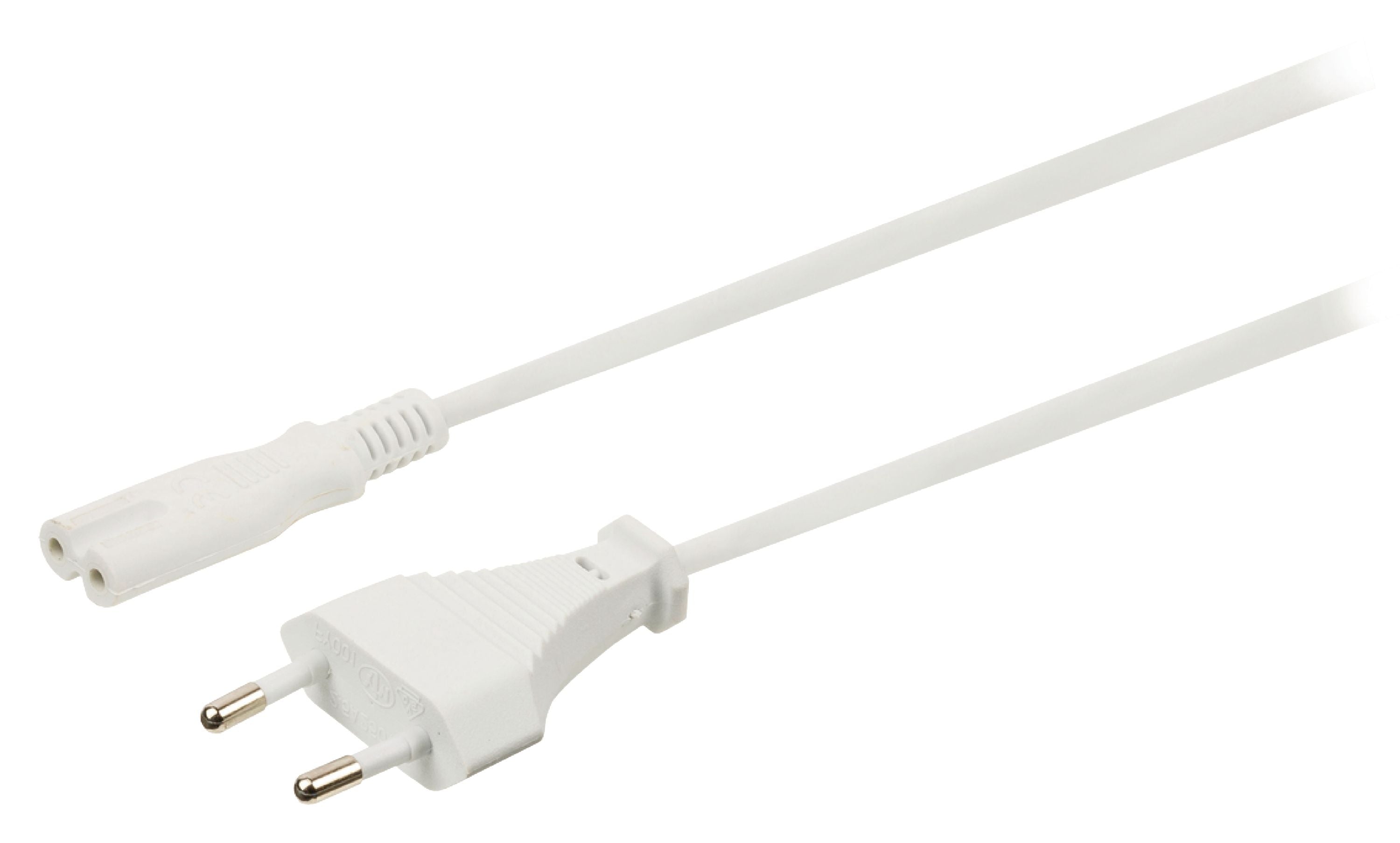 Valueline Euro-Netzkabel Euro male - IEC-320-C7 2.00 m Weiss