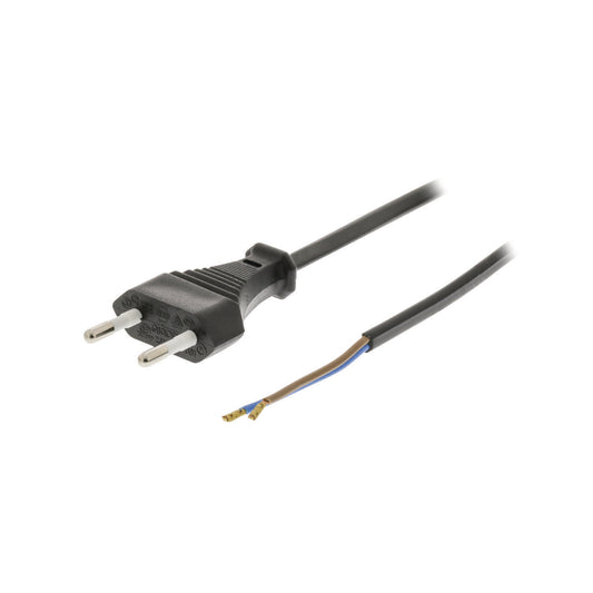 Valueline Euro-Netzkabel Euro male - offen 2.00 m Schwarz