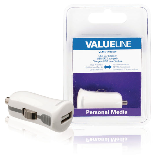 Valueline Auto-Ladegerät 1-Ausgang 2.1 A USB Weiss