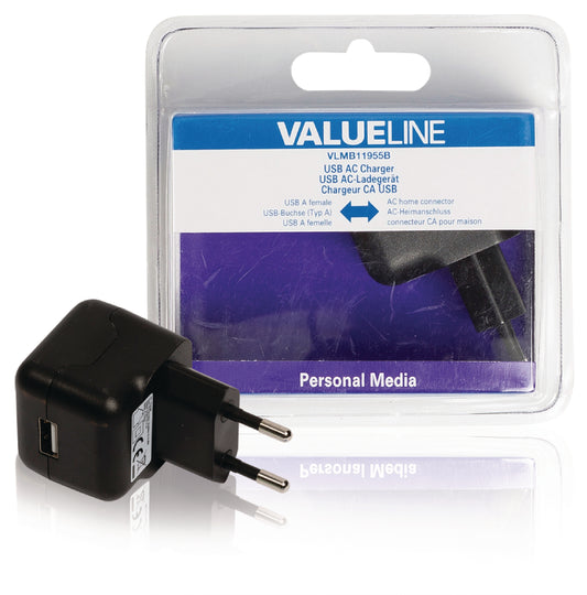 Valueline Ladegerät 1-Ausgang 2.1 A 2.1 A USB Schwarz