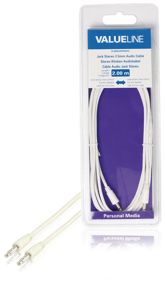 Valueline Stereo-Audiokabel 3.5 mm male - 3.5 mm male 2.00 m Weiss