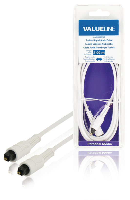 Valueline Digital-Audio-Kabel Toslink male - Toslink male 2.00 m Weiss