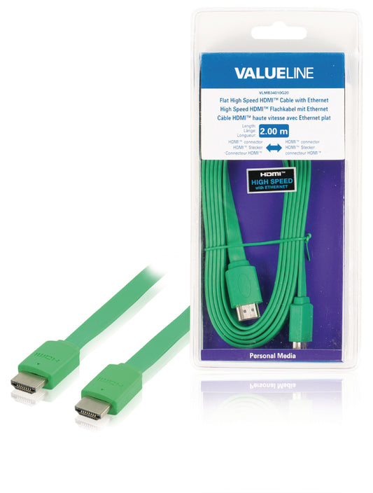 Valueline High Speed HDMI Kabel mit Ethernet HDMI Anschluss - HDMI Anschluss 2.00 m Grün
