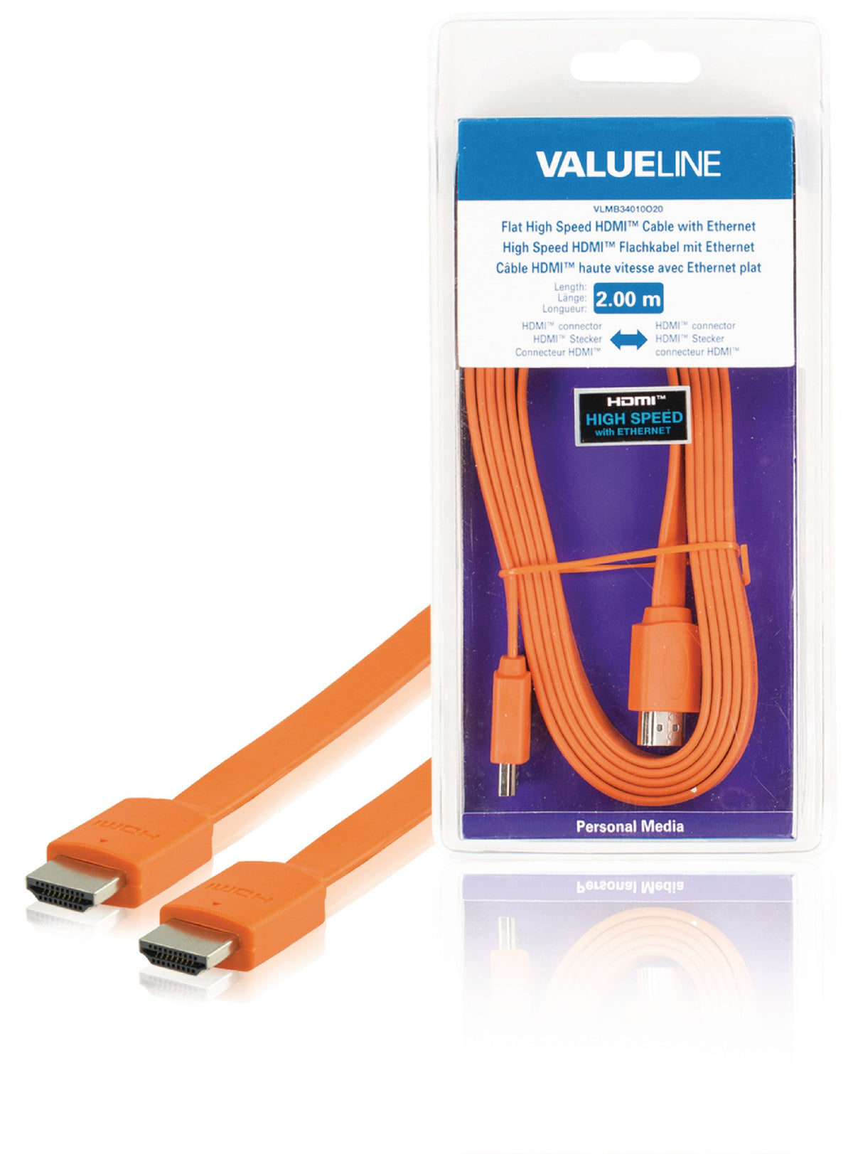Valueline High Speed HDMI Kabel mit Ethernet HDMI Anschluss - HDMI Anschluss 2.00 m Orange