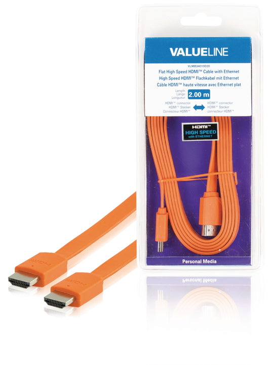 Valueline High Speed HDMI Kabel mit Ethernet HDMI Anschluss - HDMI Anschluss 2.00 m Orange