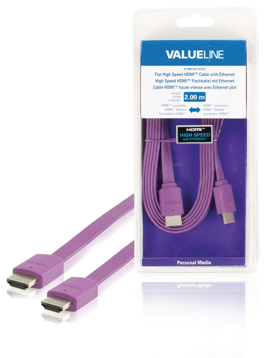 Valueline High Speed HDMI Kabel mit Ethernet HDMI Anschluss - HDMI Anschluss 2.00 m Lila