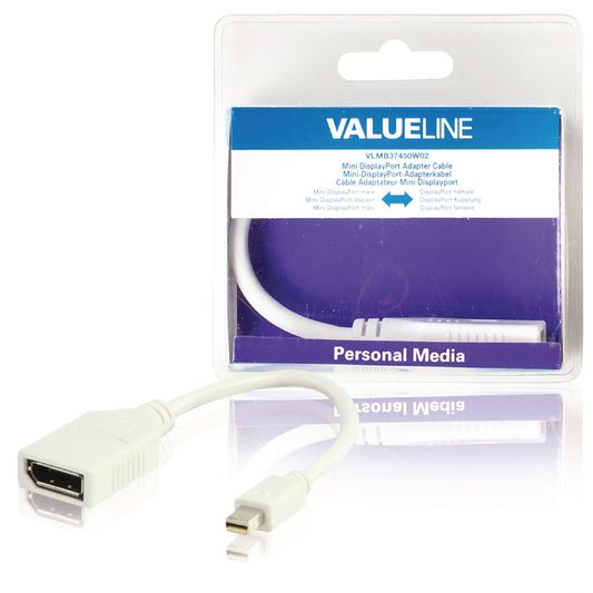 Valueline Mini Displayport-Kabel Mini Displayport Stecker - Displayport female 0.20 m Weiss